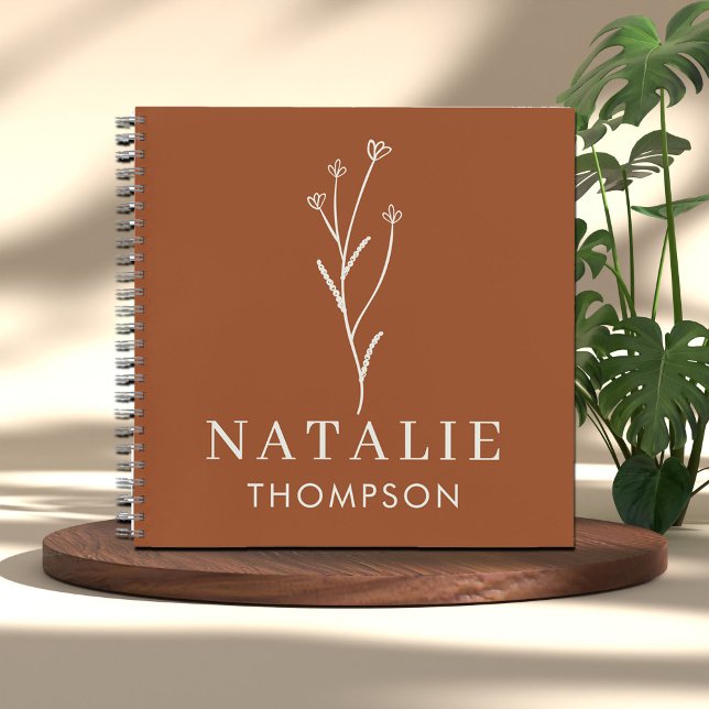 Trendy Boho Chic Minimal Custom Rustic Terracotta Notebook (Creator Uploaded)