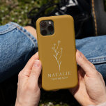 Trendy Boho Chic Minimalist Custom Mustard Yellow iPhone 15 Case<br><div class="desc">Introducing our Trendy Boho Chic Minimalist Custom Mustard Yellow iPhone Case, a perfect blend of modern design and sophisticated elegance. This stylish accessory features a sleek mustard yellow background, embodying a neutral yet vibrant aesthetic that complements any outfit or occasion. The case showcases trendy typography and a minimalist, clean design,...</div>