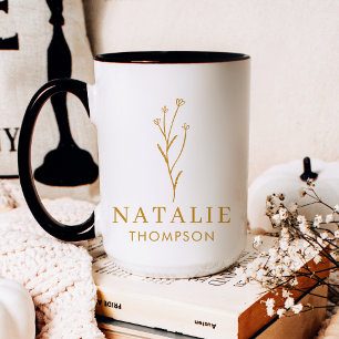Trendy Boho Chic Minimalist Custom Mustard Yellow  Coffee Mug