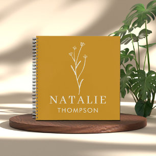 Trendy Boho Chic Minimalist Custom Mustard Yellow  Notebook