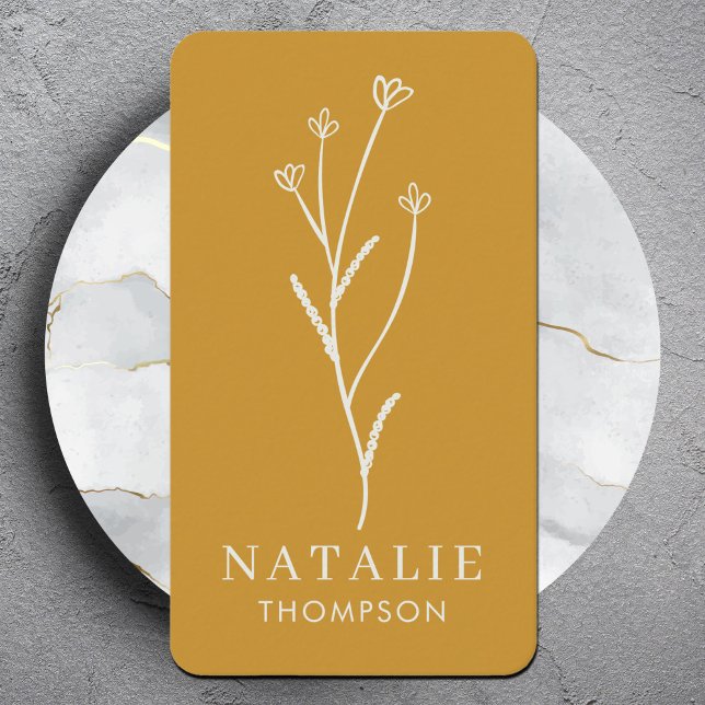 Trendy Boho Chic Minimalist Mustard Yellow  Business Card (Creator Uploaded)