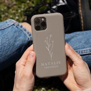 Trendy Boho Chic Minimalist Rustic Personalised iPhone 15 Case