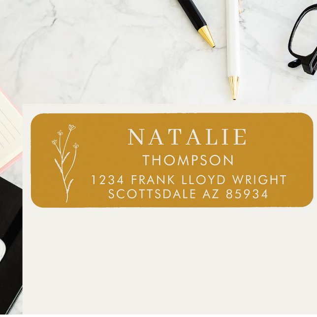 Trendy Boho Chic Mustard Yellow Return Address (Creator Uploaded)