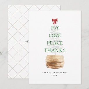 Trendy Boho Christmas Tree Typography Green Red Holiday Card