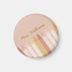Trendy Boho Colours Crayon Teacher Name Magnet
