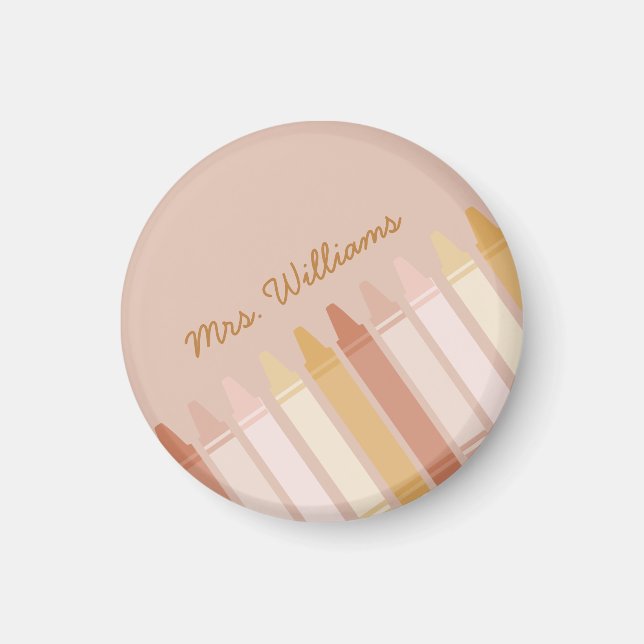 Trendy Boho Colours Crayon Teacher Name Magnet (Front)