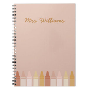 Trendy Boho Colours Crayon Teacher Name Notebook