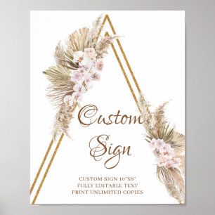 Trendy Boho Dried Palm Pampas Grass Custom Sign