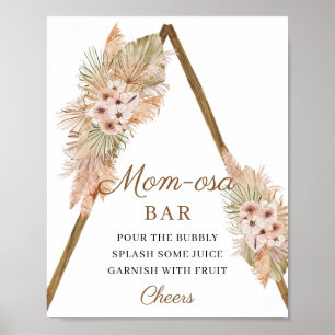 Trendy Boho Dried Palm Pampas Grass Momosa Bar  Poster