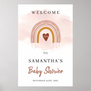 Trendy Boho Dusty Pink Rainbow Welcome Poster