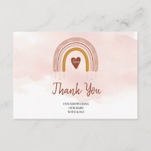 Trendy Boho Dusty Pink Rust Rainbow Thank You  Enclosure Card