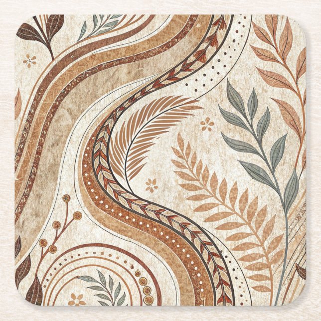 Trendy Boho Pattern Paper Coaster (Front)