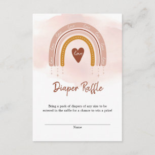 Trendy Boho Rainbow Dusty Pink Diaper Raffle  Enclosure Card