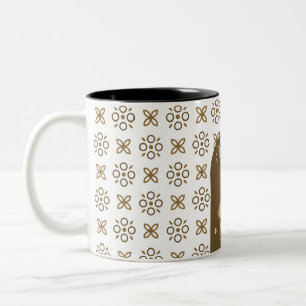 trendy boho style colourful geometric pattern Two-Tone coffee mug