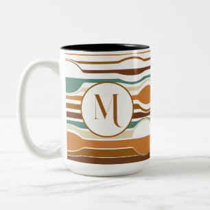 trendy boho style colourful geometric pattern Two-Tone coffee mug