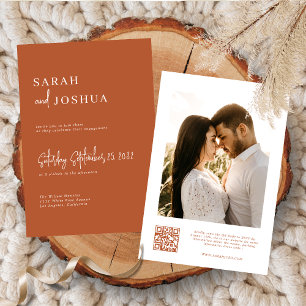 Trendy Boho Terracotta Photo Engagement Party  Invitation