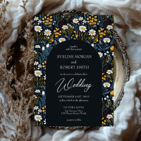 Trendy Boho white daisies wild flowers navy arch