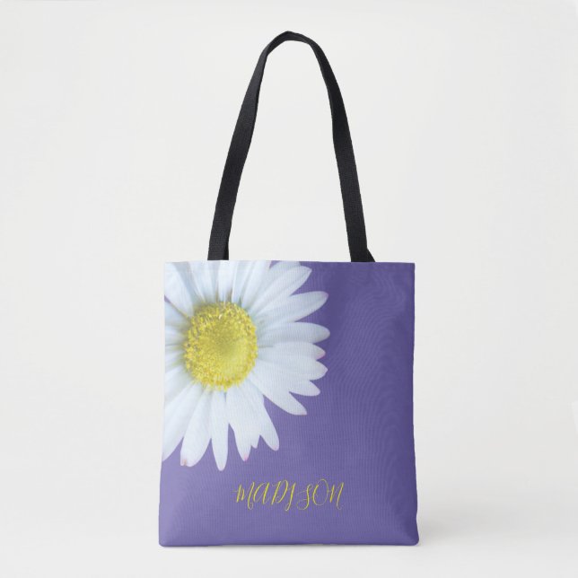 Trendy Boho White Yellow Purple Tote Bag (Front)