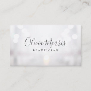 trendy bokeh silver beautician business card