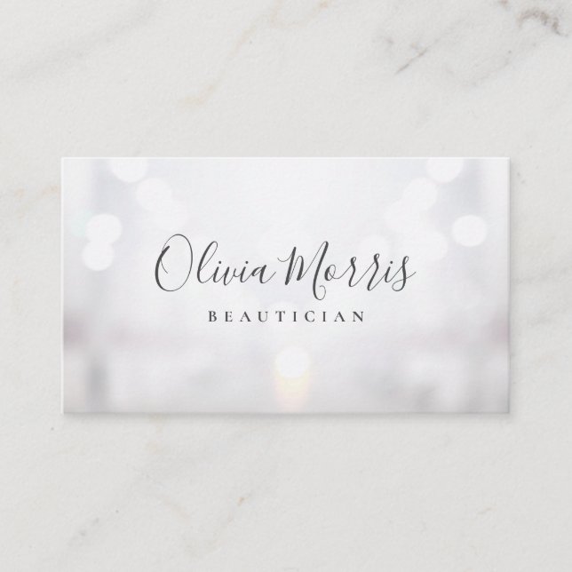 trendy bokeh silver beautician business card (Front)