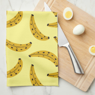 Trendy Bold Banana Patten Yellow Tea Towel