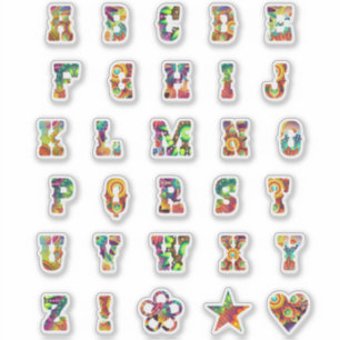 Trendy Bold Letters   Monogram Alphabet Stickers