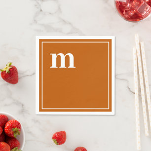Trendy Bold Lower Case Monogram Burnt Orange Napkin