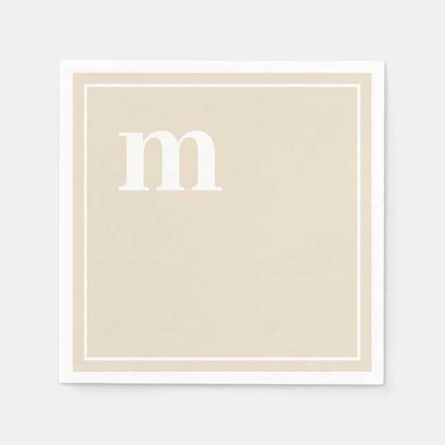 Trendy Bold Lower Case Monogram Champagne Beige Napkin (Front)