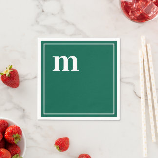 Trendy Bold Lower Case Monogram Emerald Green Napkin