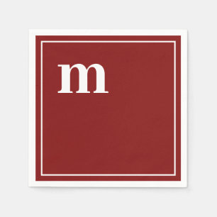 Trendy Bold Lower Case Monogram Garnet Red  Napkin