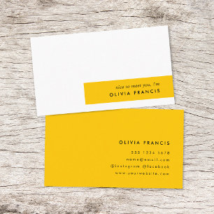 Trendy Bold Mustard Yellow Minimal Simple Business Card