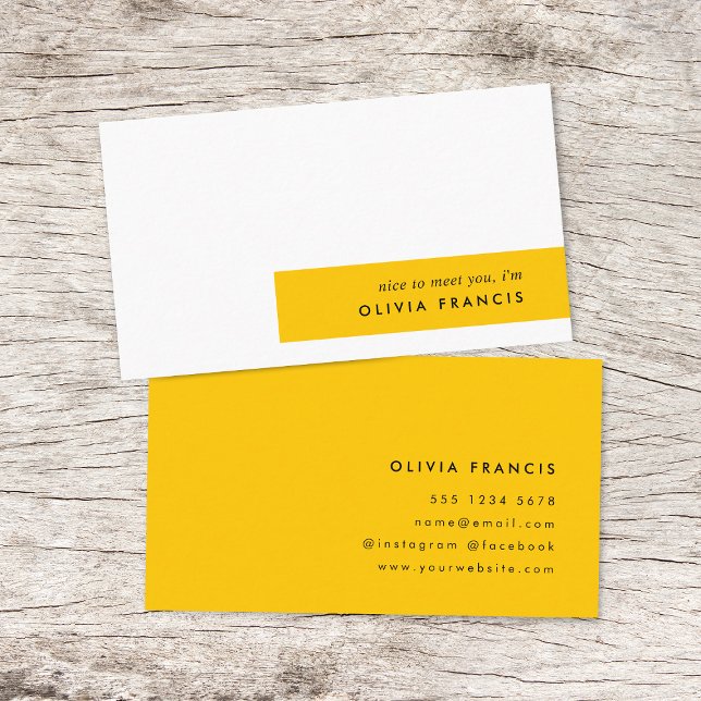Trendy Bold Mustard Yellow Minimal Simple Business Card (Creator Uploaded)