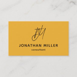 Trendy Bold Mustard Yellow Monogram Business Card