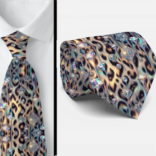Trendy & Bold   Opal Leopard Print Neck Tie