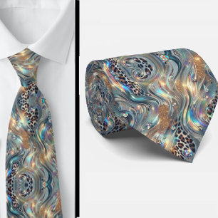 Trendy & Bold   Opal Leopard Print Neck Tie