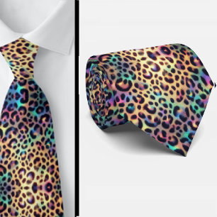 Trendy & Bold   Opal Leopard Print Neck Tie