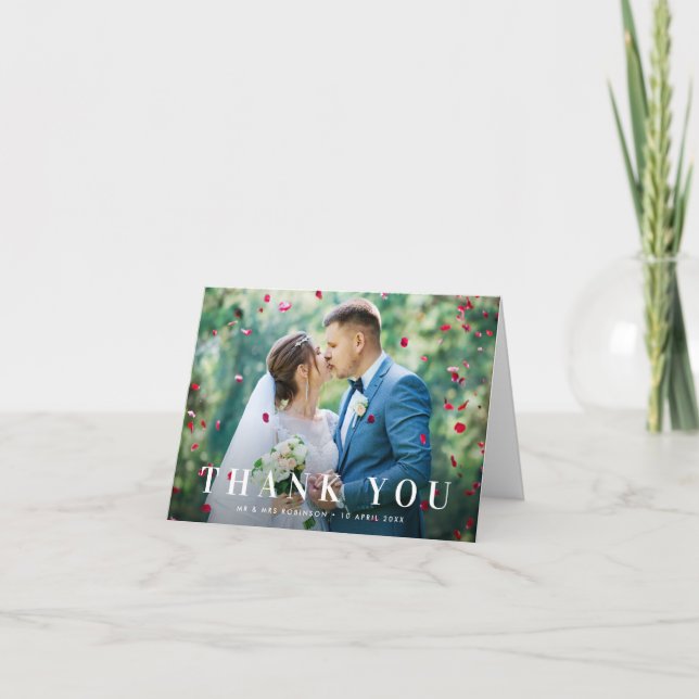 Trendy bold thank you wedding card (Front)