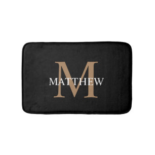 Trendy Bold Typography & Name Monogram Bath Mat