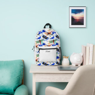 Trendy Bold Watercolor Dragonfly Pattern Printed Backpack