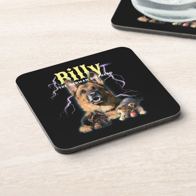 Trendy Bootleg Personalised Dog Photo 90s Coaster (Left Side)