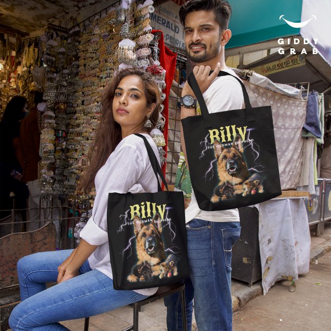 Trendy Bootleg Personalised Dog Photo 90s Tote Bag (Creator Uploaded)