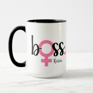 Trendy Boss Lady Mug Modern Typography Pink Black