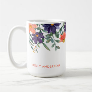 Trendy Botanical Foliage Pattern Monogrammed Decal Coffee Mug