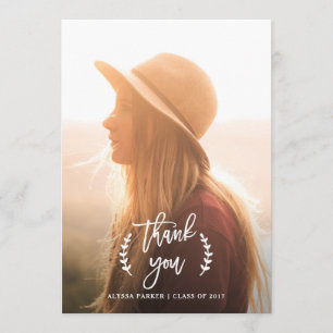 Trendy Botanical   Graduation Photo Thank You