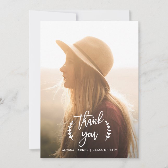 Trendy Botanical | Graduation Photo Thank You (Front)