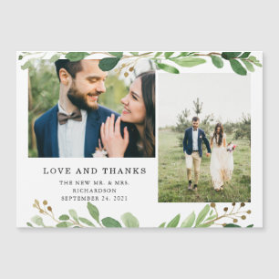 Trendy Botanical Leaves   Photo Wedding Thank You