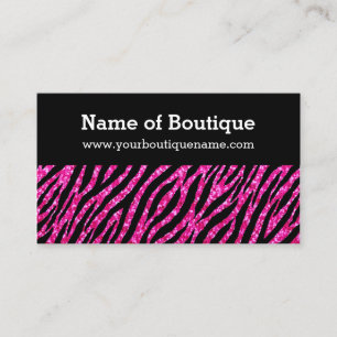 Trendy Boutique Pink and Black Zebra FAUX Glitz Business Card