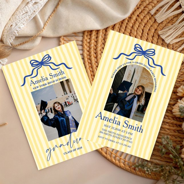 Trendy Bow Graduation Class of 2026 Photo  Invitation (Creator Uploaded)