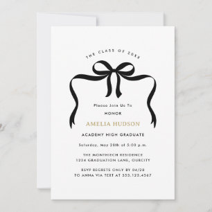 Trendy Bow Ribbon Photo Graduation Party Invitation