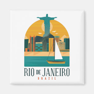 Trendy Brazil City Rio de Janeiro Vintage  Magnet